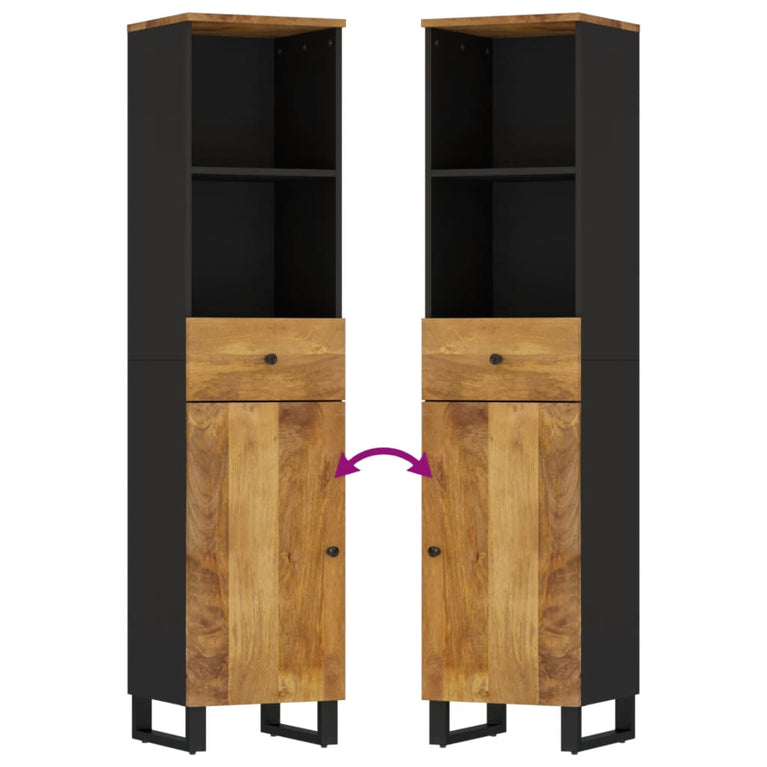 Badkamerkast 38x33x160 cm massief mangohout