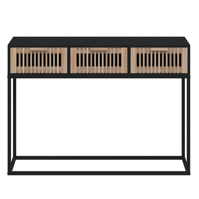 Wandtafel 105x30x75 cm bewerkt hout en ijzer zwart
