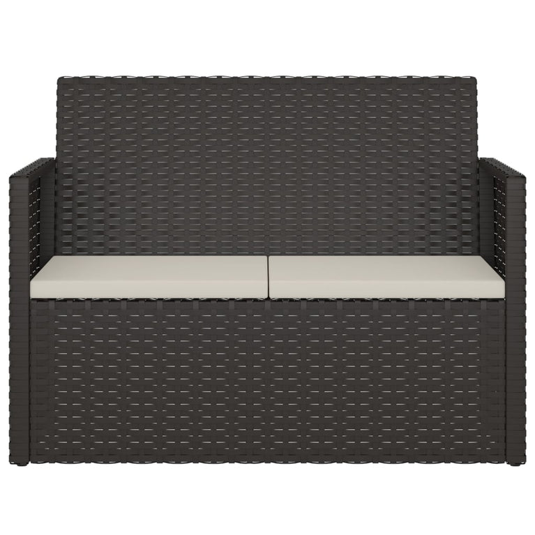 Tuinbank met kussens 105 cm poly rattan zwart