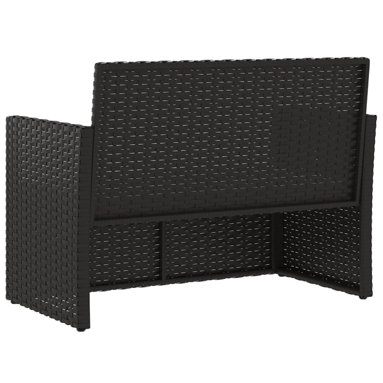 Tuinbank met kussens 105 cm poly rattan zwart