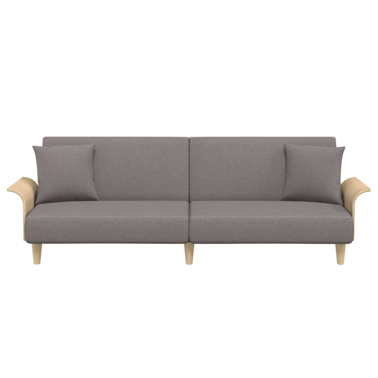 Slaapbank met armleuningen stof taupe