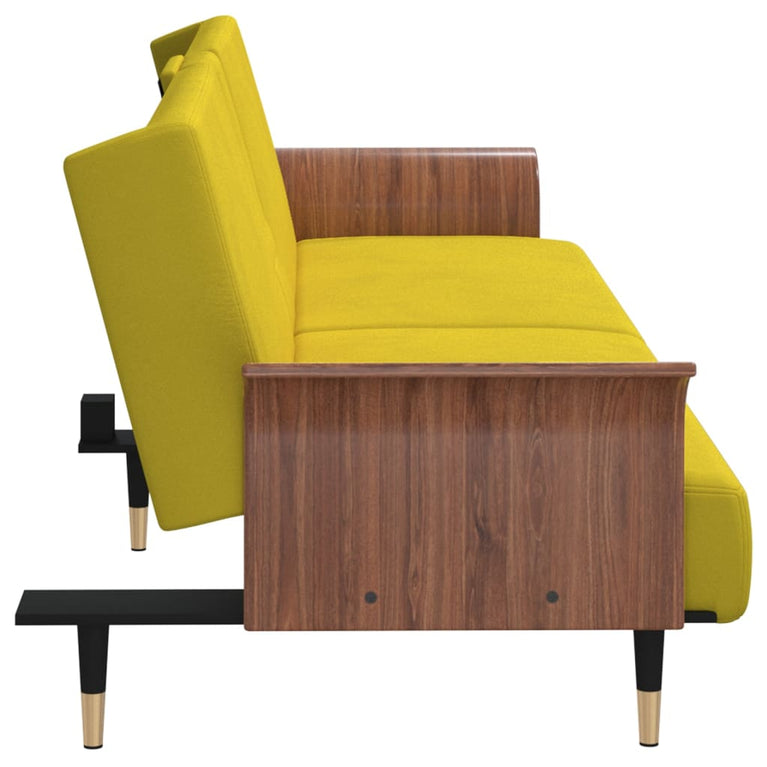 Slaapbank met bekerhouders fluweel geel