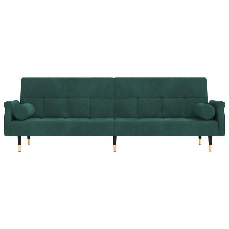 Slaapbank met kussens fluweel donkergroen