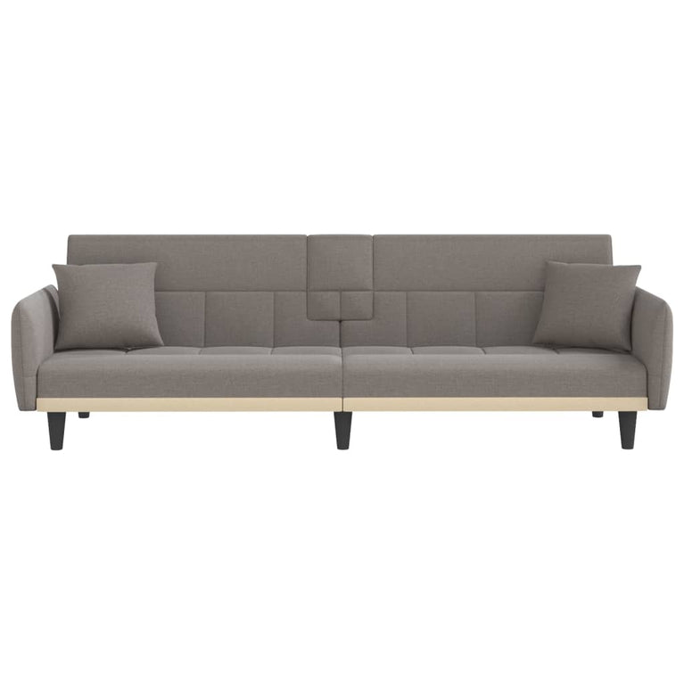 Slaapbank met bekerhouders stof taupe