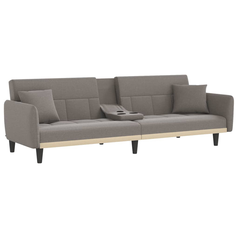 Slaapbank met bekerhouders stof taupe