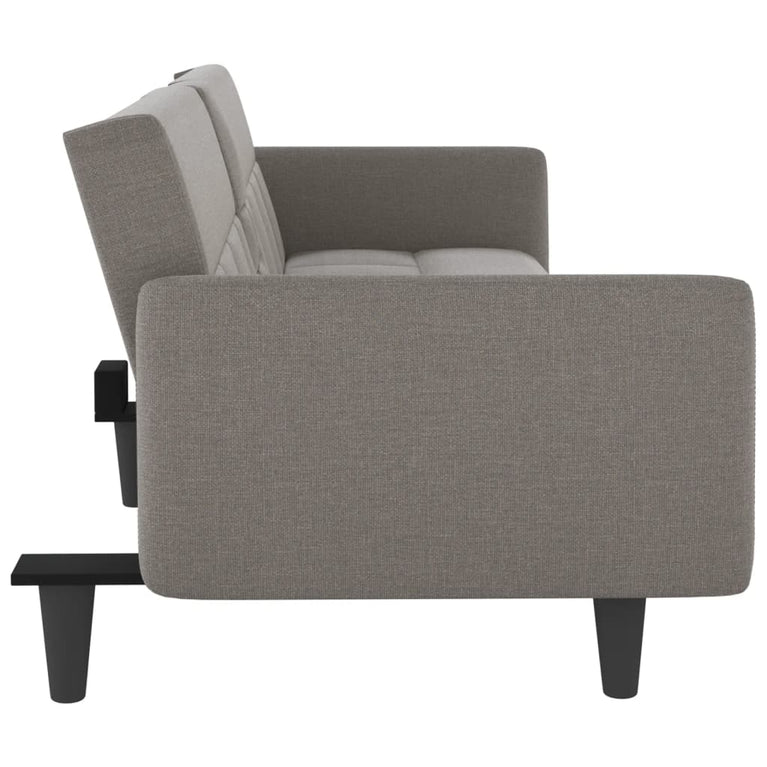Slaapbank met bekerhouders stof taupe