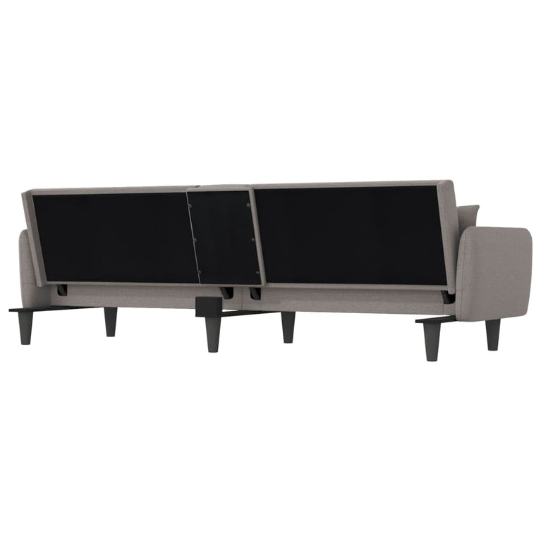 Slaapbank met bekerhouders stof taupe
