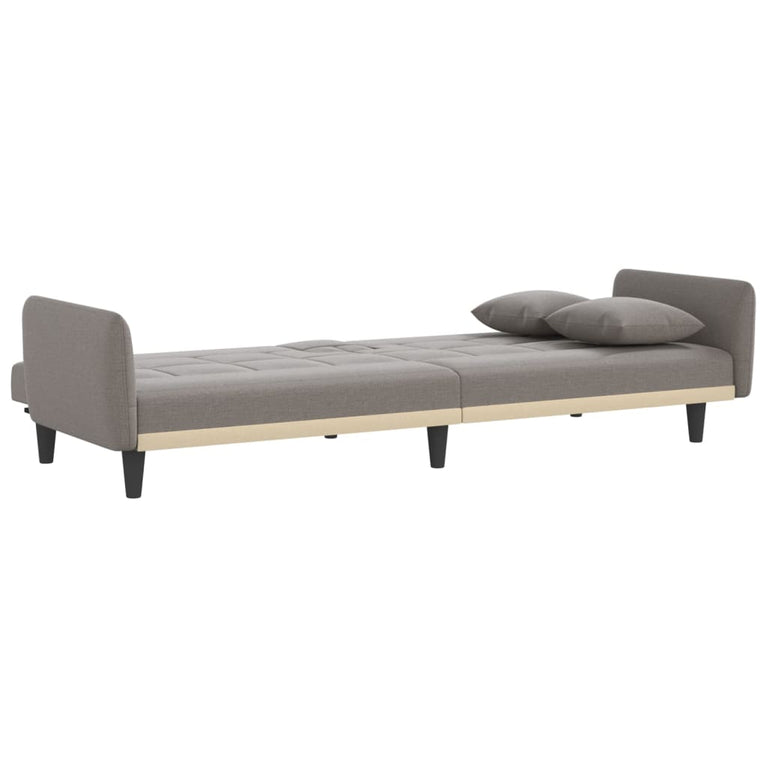 Slaapbank met bekerhouders stof taupe