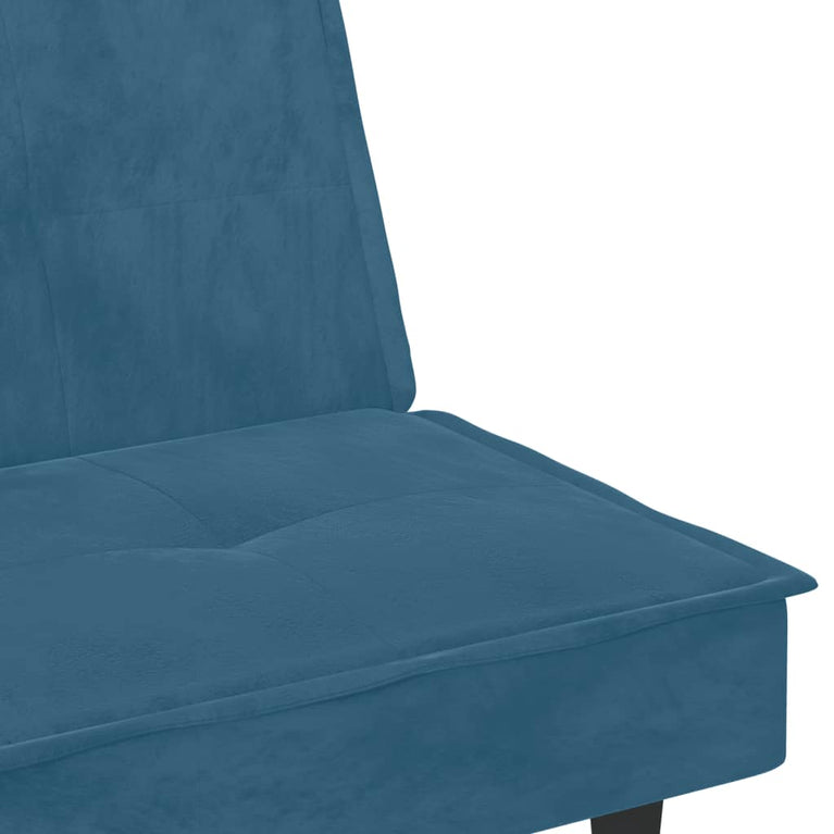 Slaapbank met bekerhouders fluweel blauw