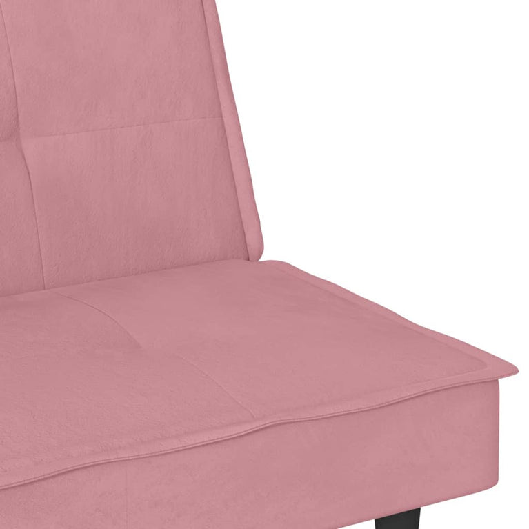 Slaapbank met bekerhouders fluweel roze