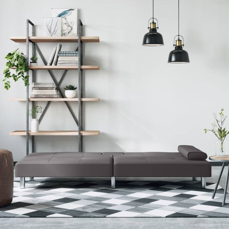 Slaapbank met bekerhouders kunstleer grijs