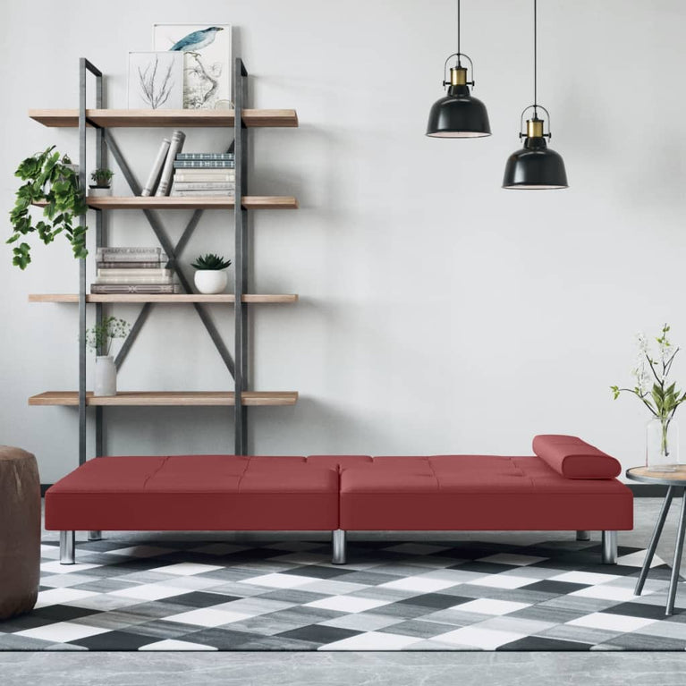 Slaapbank met bekerhouders kunstleer wijnrood