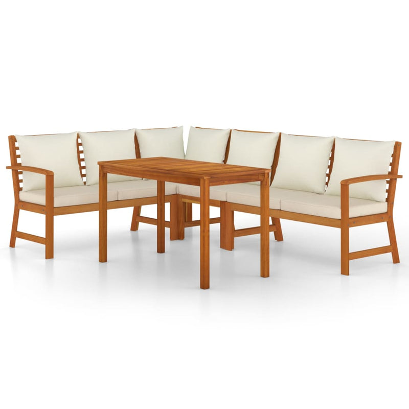 5-delige Tuinset met kussens massief acaciahout