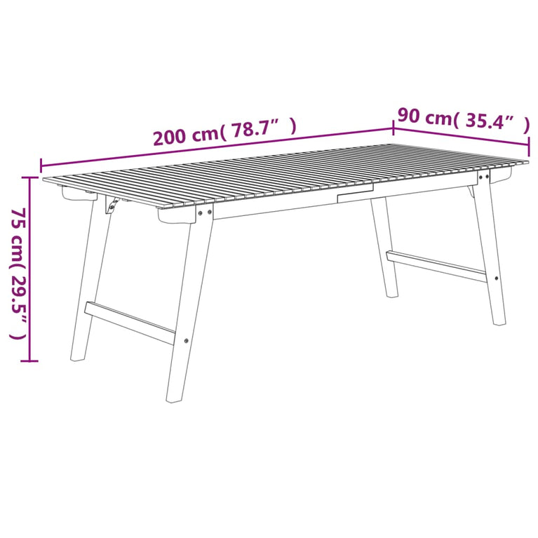 Tuintafel 200x90x75 cm massief acaciahout