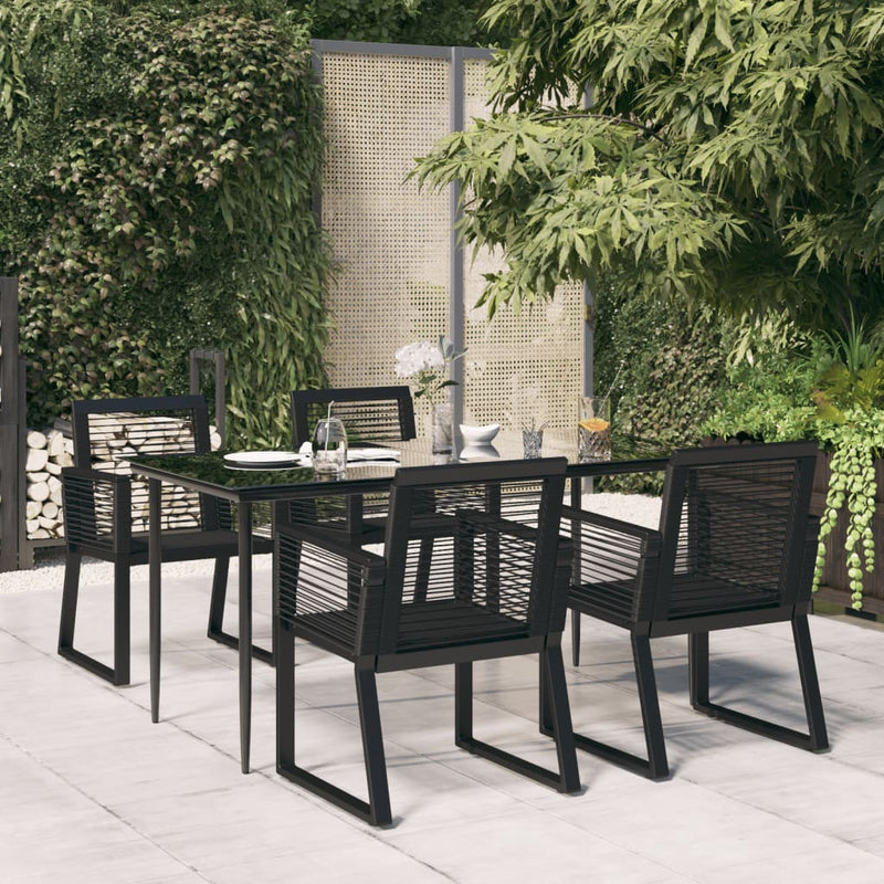 5-delige Tuinset PVC-rattan zwart