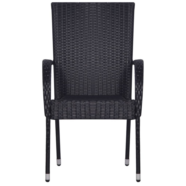 7-delige Tuinset poly rattan zwart