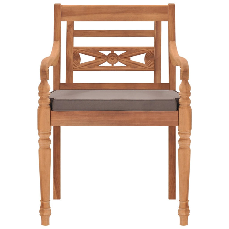 7-delige Tuinset met donkergrijze kussens massief teakhout