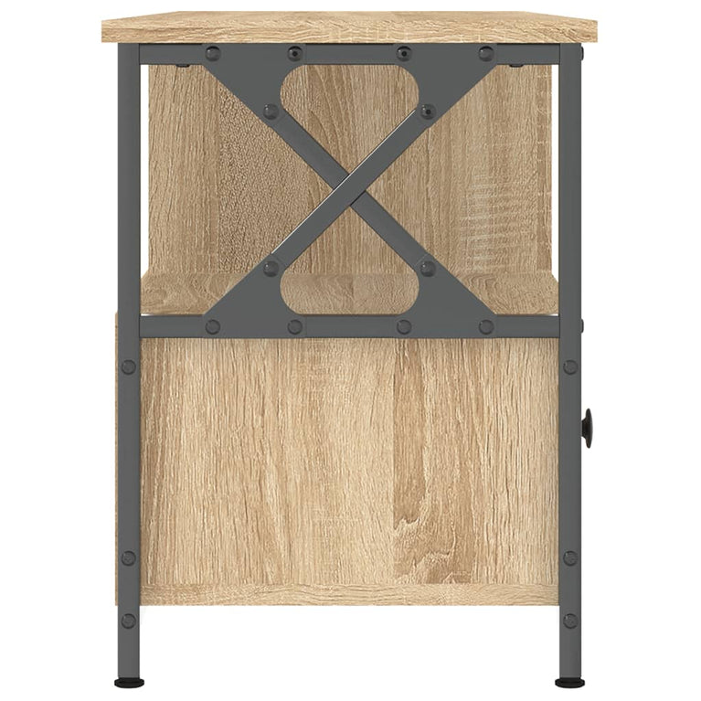 Tv-meubel 102x33x45 cm bewerkt hout en ijzer sonoma eikenkleur