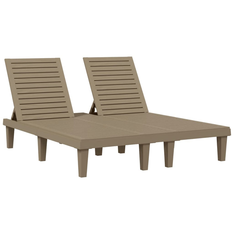 Ligbed 2-persoons 155x138x83 cm polypropeen lichtbruin