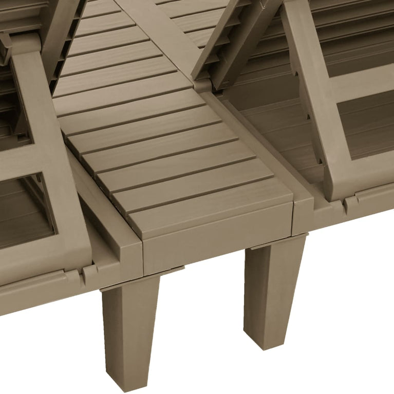 Ligbed 2-persoons 155x138x83 cm polypropeen lichtbruin