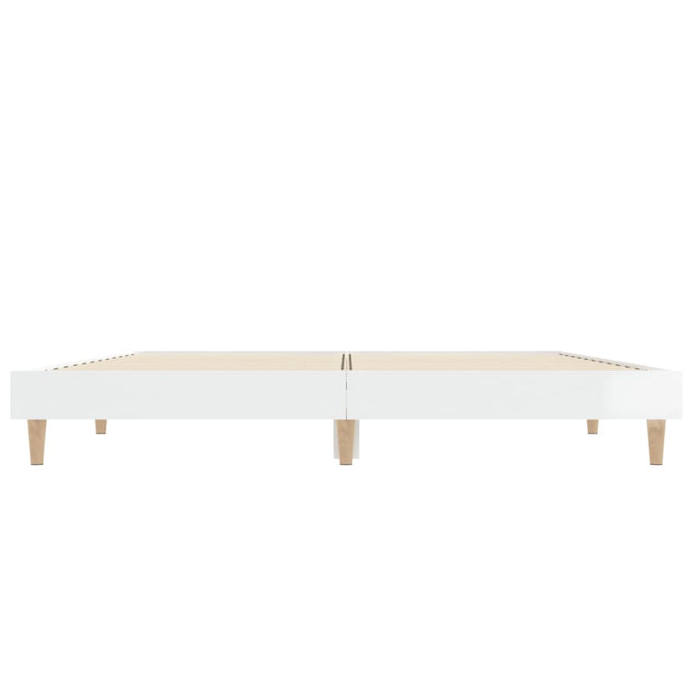 Bedframe bewerkt hout hoogglans wit 140x190 cm