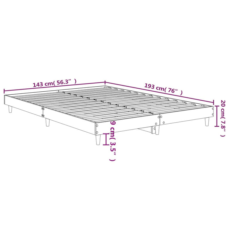 Bedframe bewerkt hout hoogglans wit 140x190 cm