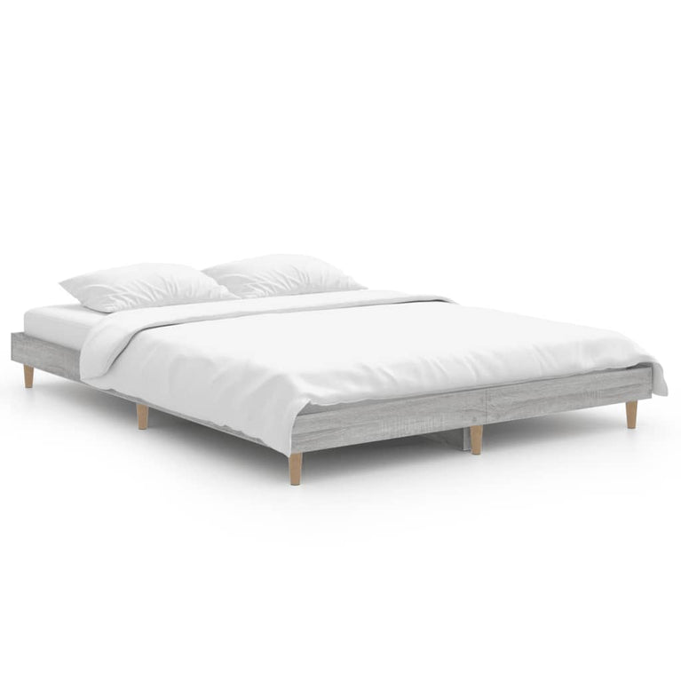 Bedframe bewerkt hout grijs sonoma eikenkleurig 140x190 cm