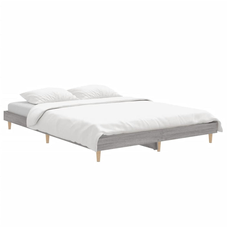 Bedframe bewerkt hout grijs sonoma eikenkleurig 140x190 cm