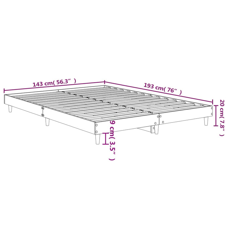 Bedframe bewerkt hout grijs sonoma eikenkleurig 140x190 cm
