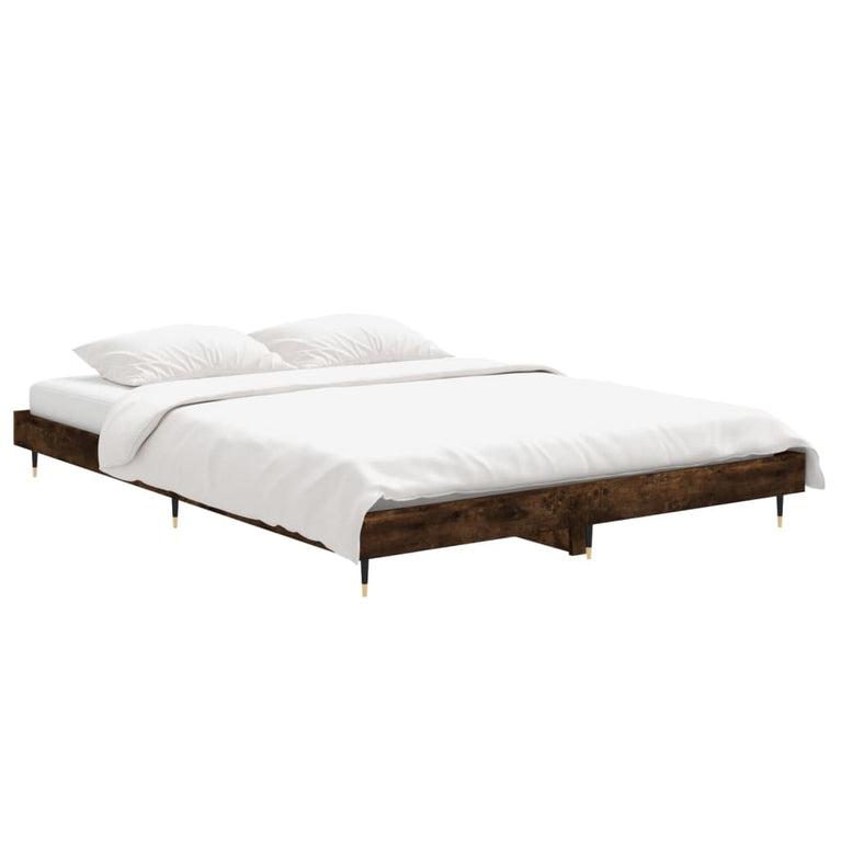 Bedframe bewerkt hout gerookt eikenkleurig 140x190 cm