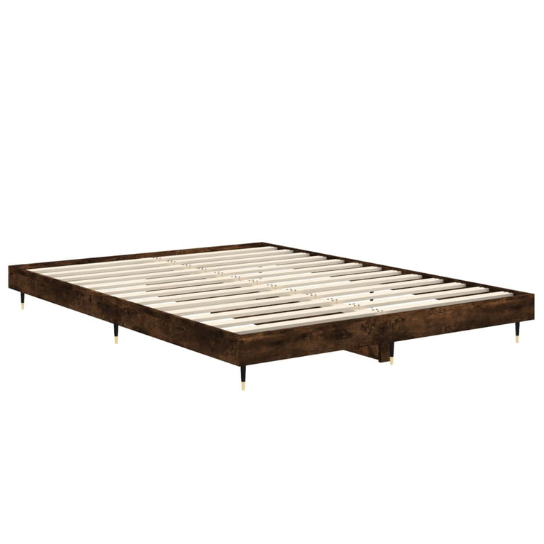 Bedframe bewerkt hout gerookt eikenkleurig 140x190 cm