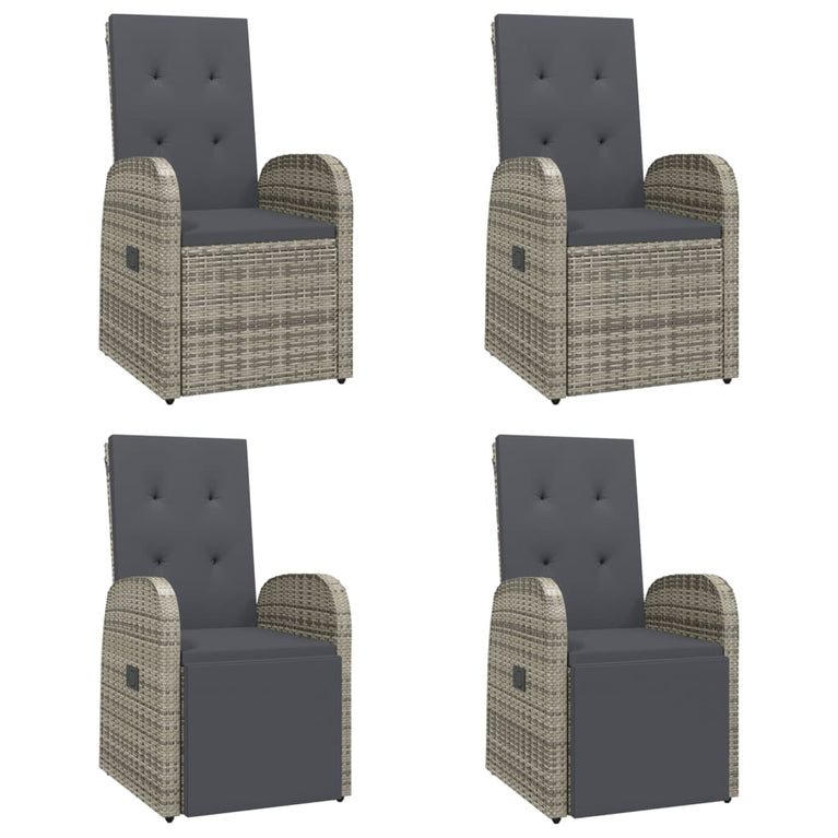 5-delige Tuinset met kussens poly rattan grijs