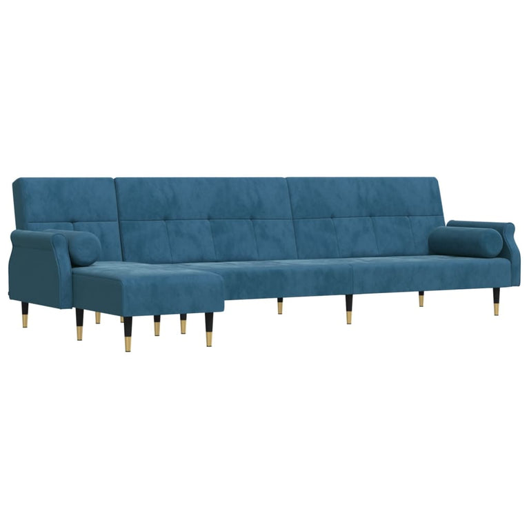 Slaapbank L-vormig 271x140x70 cm fluweel blauw