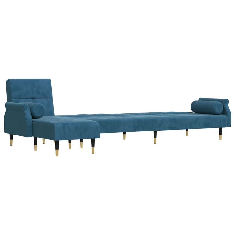 Slaapbank L-vormig 271x140x70 cm fluweel blauw