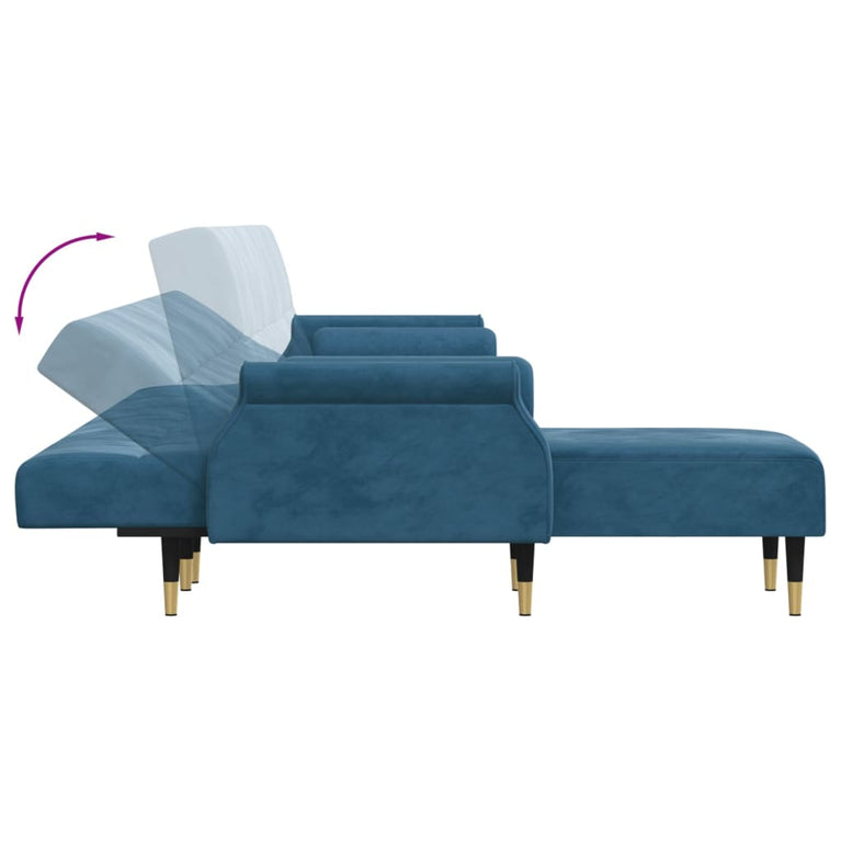 Slaapbank L-vormig 271x140x70 cm fluweel blauw