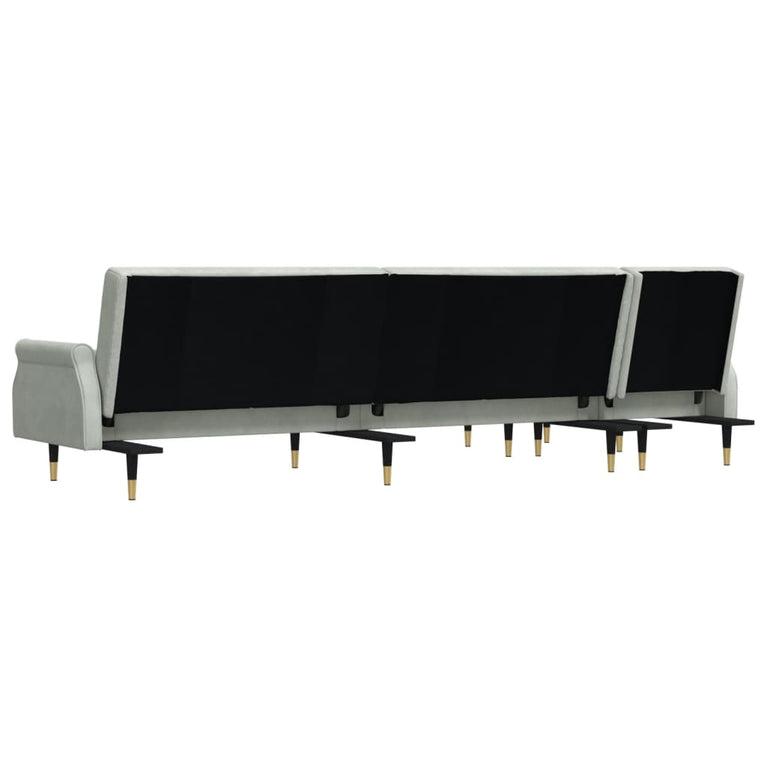 Slaapbank L-vormig 271x140x70 cm fluweel lichtgrijs