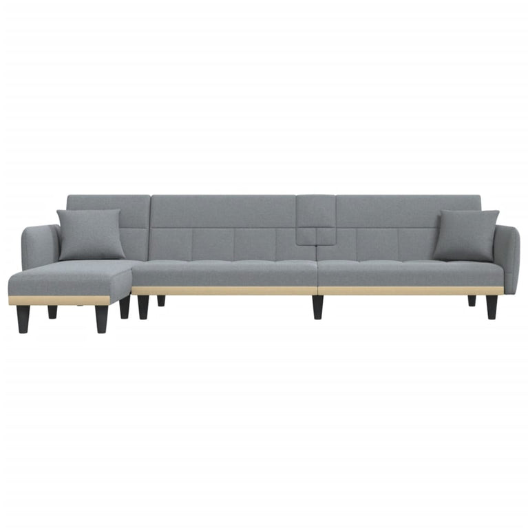 Slaapbank L-vormig 275x140x70 cm stof lichtgrijs