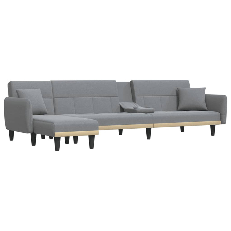 Slaapbank L-vormig 275x140x70 cm stof lichtgrijs