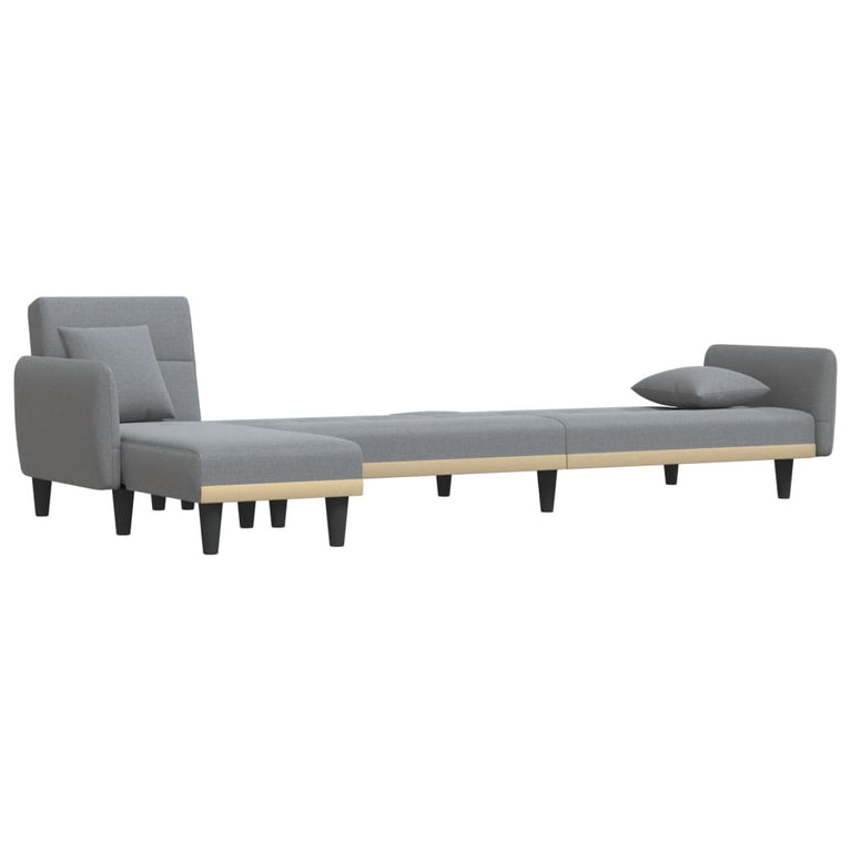 Slaapbank L-vormig 275x140x70 cm stof lichtgrijs