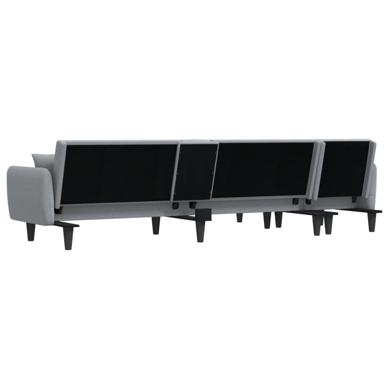 Slaapbank L-vormig 275x140x70 cm stof lichtgrijs