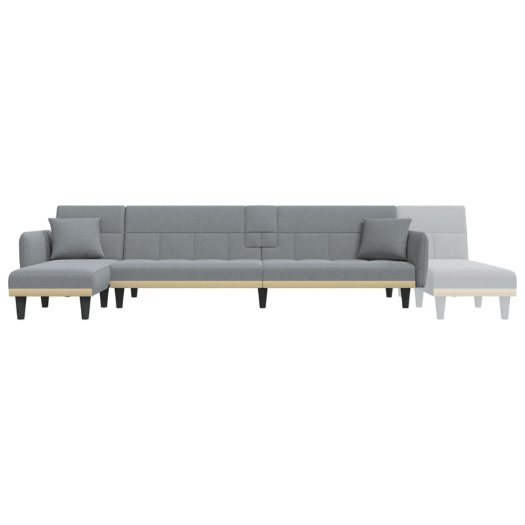 Slaapbank L-vormig 275x140x70 cm stof lichtgrijs