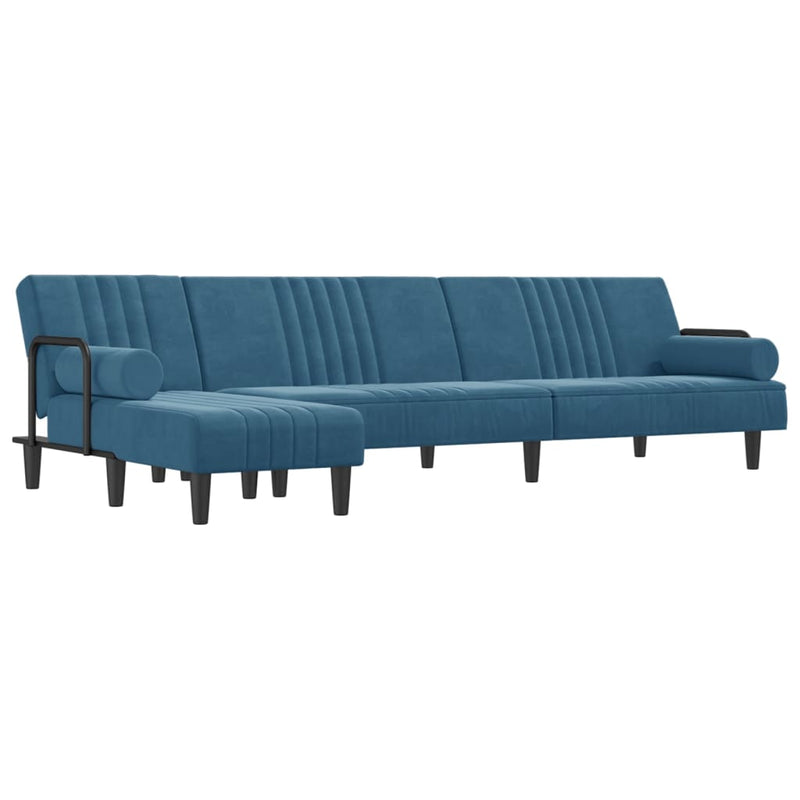 Slaapbank L-vormig 260x140x70 cm fluweel blauw