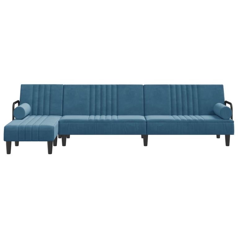 Slaapbank L-vormig 260x140x70 cm fluweel blauw