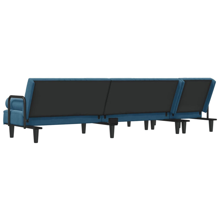 Slaapbank L-vormig 260x140x70 cm fluweel blauw