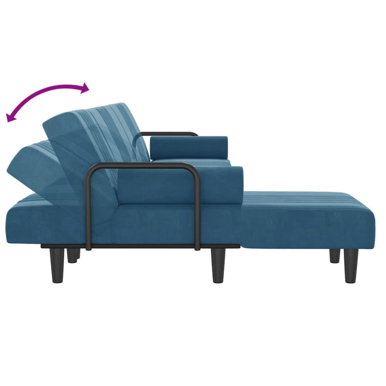 Slaapbank L-vormig 260x140x70 cm fluweel blauw