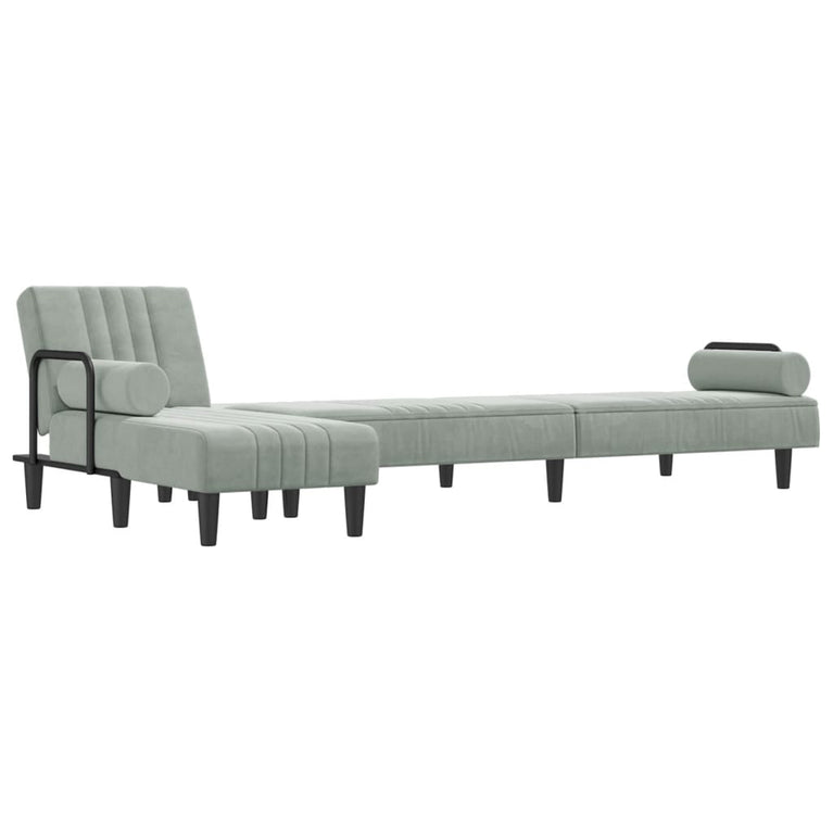 Slaapbank L-vormig 260x140x70 cm fluweel lichtgrijs
