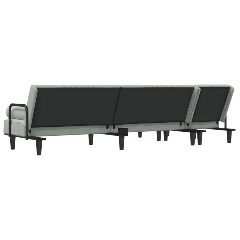 Slaapbank L-vormig 260x140x70 cm fluweel lichtgrijs