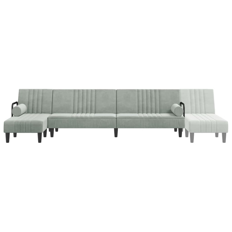 Slaapbank L-vormig 260x140x70 cm fluweel lichtgrijs