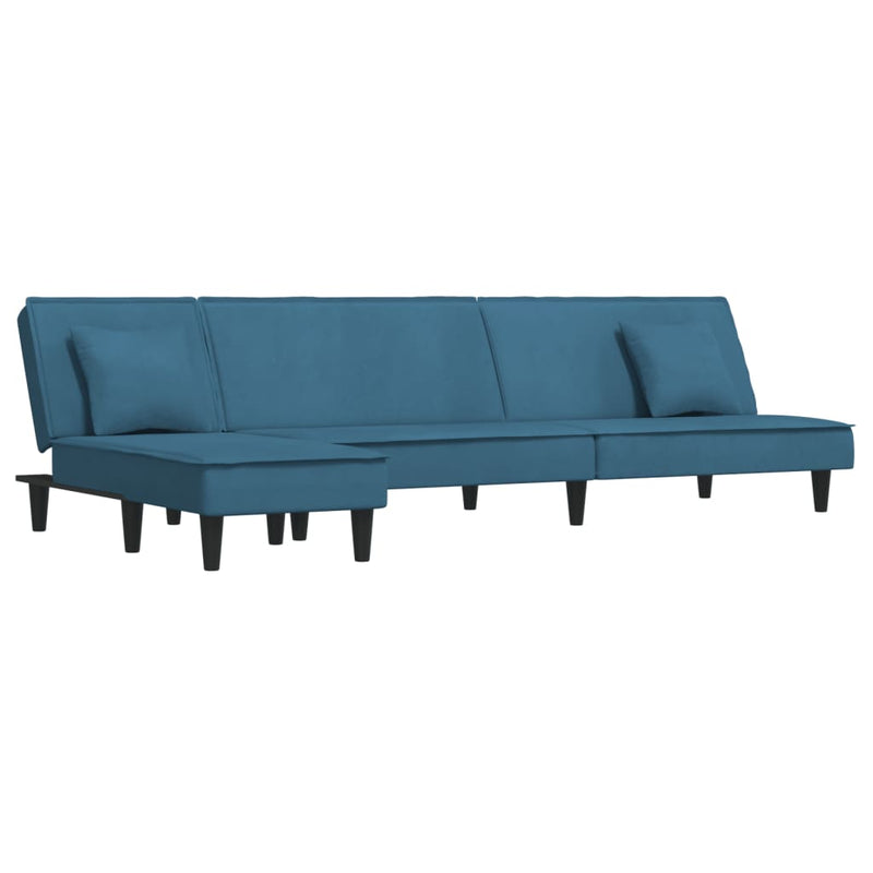 Slaapbank L-vormig 255x140x70 cm fluweel blauw