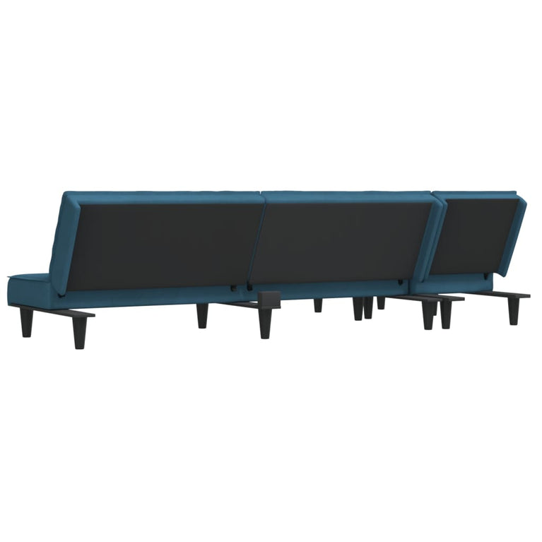 Slaapbank L-vormig 255x140x70 cm fluweel blauw